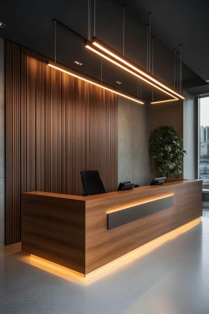 Création de bureaux sur mesure pour entreprises, cabinets, cliniques & coworking. Mobilier professionnel durable, design ergonomique et fabrication artisanale à Meknès. Devis sur place.