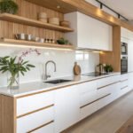 Cuisine sur mesure moderne au Maroc avec finition mate et rangements intégrés